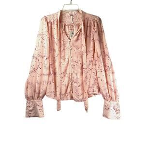 NWT Free People Stars Align blouse in pink combo, size S